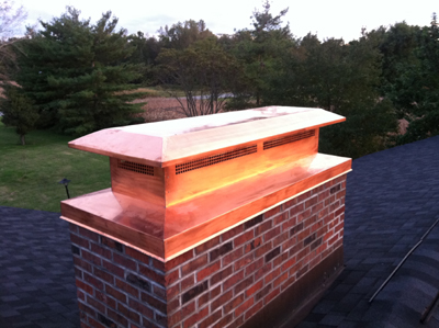 Before and after chimney cap replacement in Syosset, NY