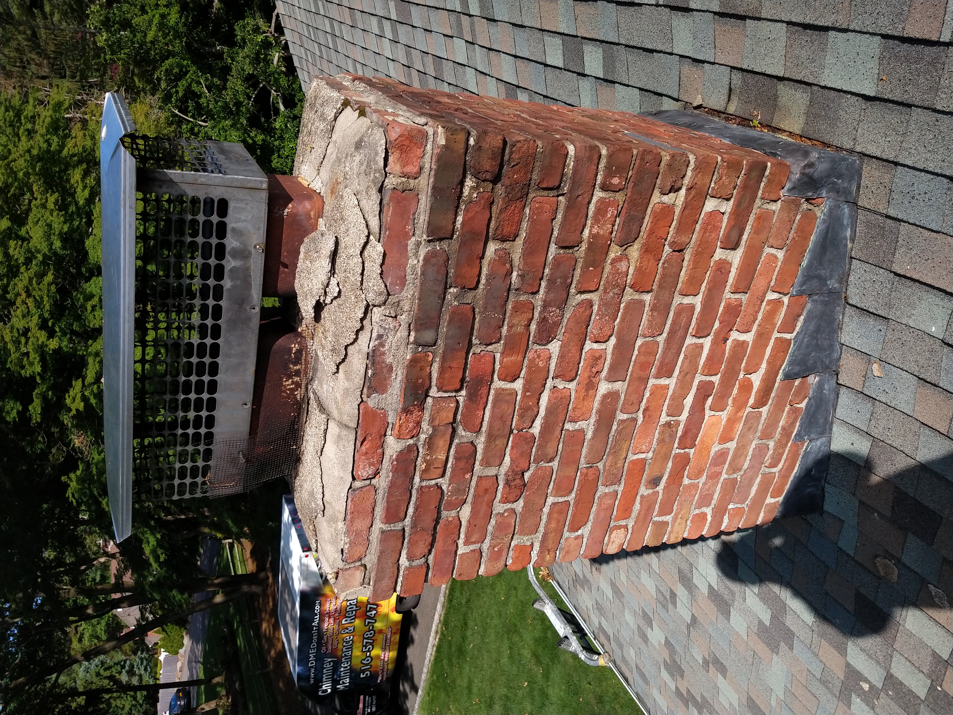 Before and after chimney pointing and tuckpointing in Syosset, NY